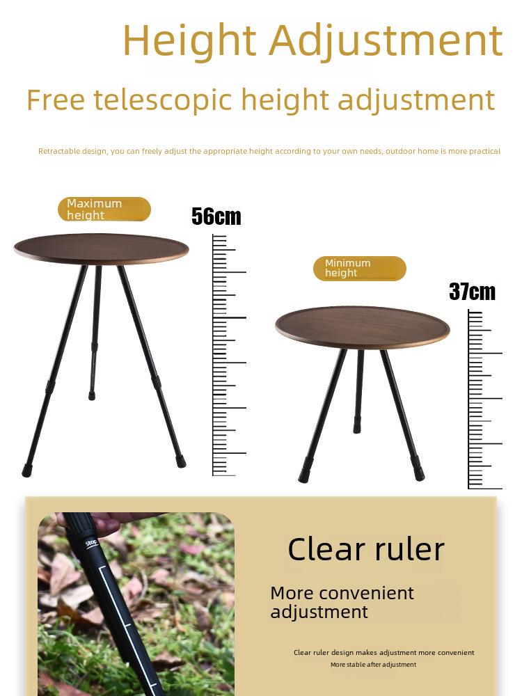 Přenosný skládací kempingový stůl se stativem - lehký kulatý konferenční stolek pro venkovní použití