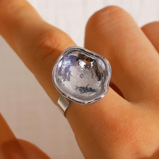 Finger Ring Imitation Pearl Embellishment Artistic Irregular Shape Wide Double-Strip Design Women Ring Anti-Oxidation Jewelry