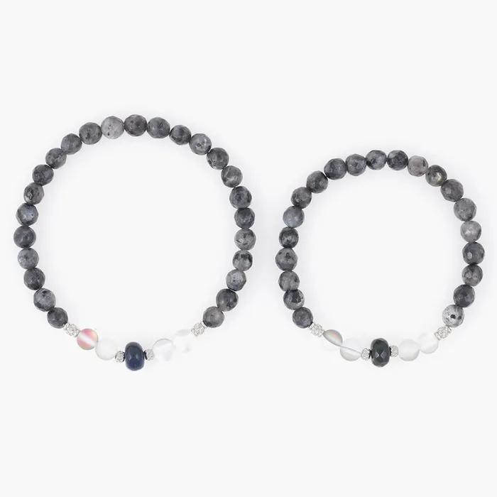 Jinnamok Rondelle Moonstone Point Gray Jade Gemstone Bracelet (C2501AC1253_GR)