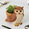 Hand Painted Owl Statue Cute Cartoon Planter, Resin Small Planter Pot, Decorative Mini Desktop Plant Container Pot for Succulents, Indoor Garden