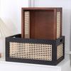 Scatola porta dischi in vinile Durevole MDF Rattan Porta dischi in vinile con manico Cubico Organizzatore da scrivania per album per dischi in vinile Contenitore multiuso