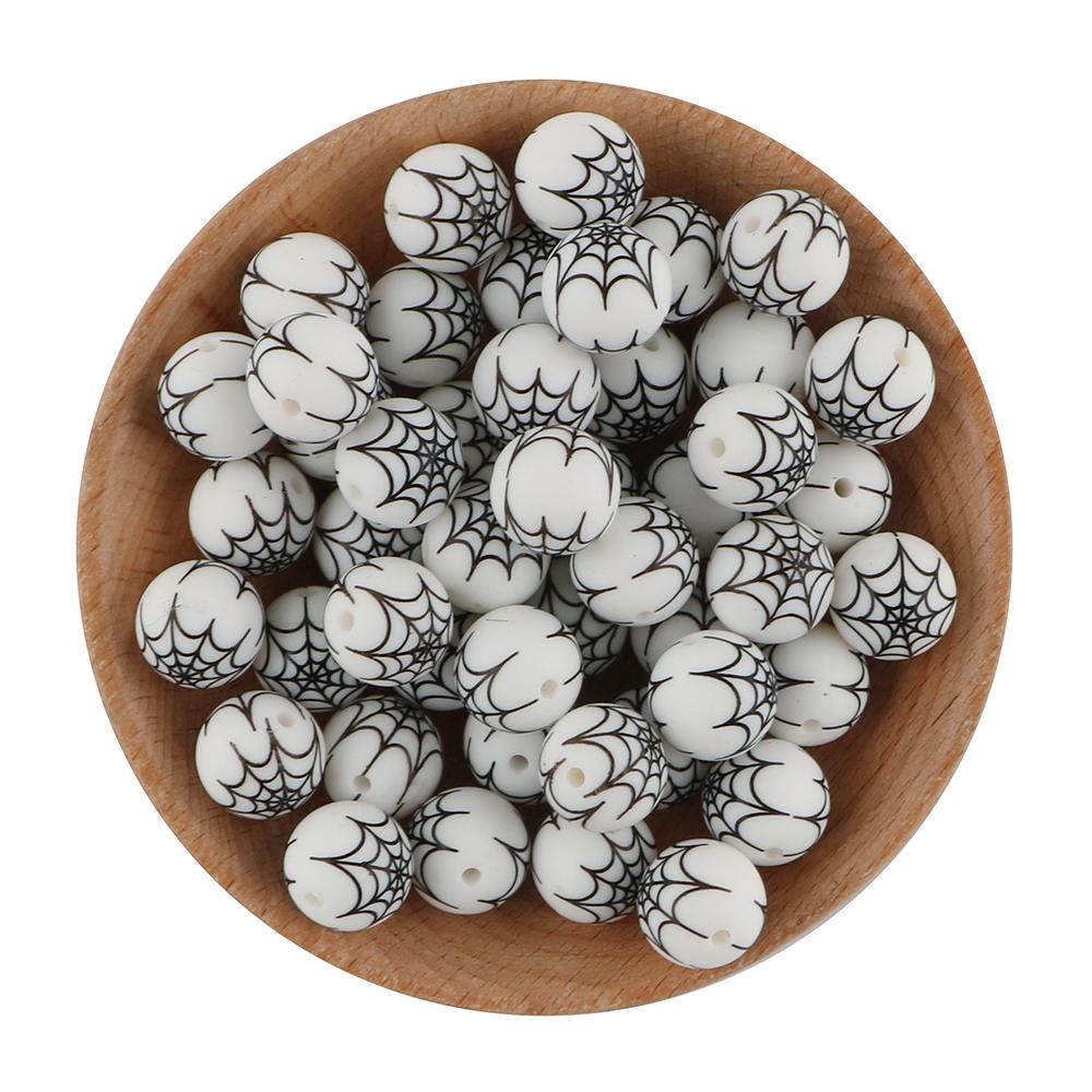 NEW Christmas Series Printed Silicone Beads 20Pcs/15mm  DIY Keychain Necklace Bracelet Accessories For Jewelry Making