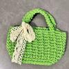 Lace Bowknot Beach Straw Bag Large Capacity Knitted Handbag Braided Underarm Bag  Woman Girls