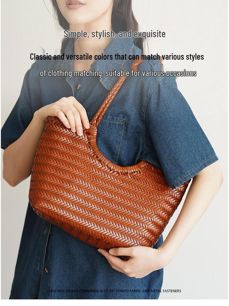 JOGUJOS Genuine Leather Retro Underarm Tote Bag for Women