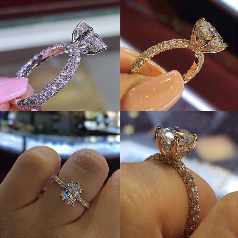 Princess Ring Jewelry With Cubic Zirconia Geometric Design For Engagement And Wedding