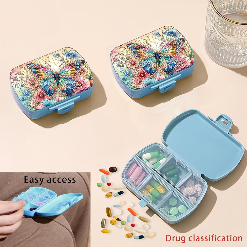 Heart 5D DIY Diamond Painting Dot Pill Case Diamond Painting Pill Dispenser 6 Grid Moisture-proof Pill Organizer for Art Craft