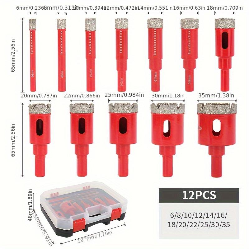 12pcs Drywall Tile Hole Cutter Set Hole Cutter Tool Kit Granite Marble Full-Body Porcelain Tile Ceramic Stone Drilling Tools
