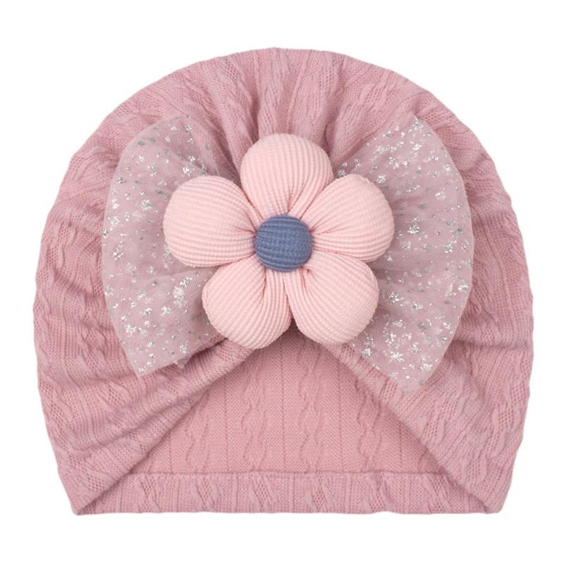 Spring new children's hats, bronzing mesh bow flower baby hats, cute baby hats
