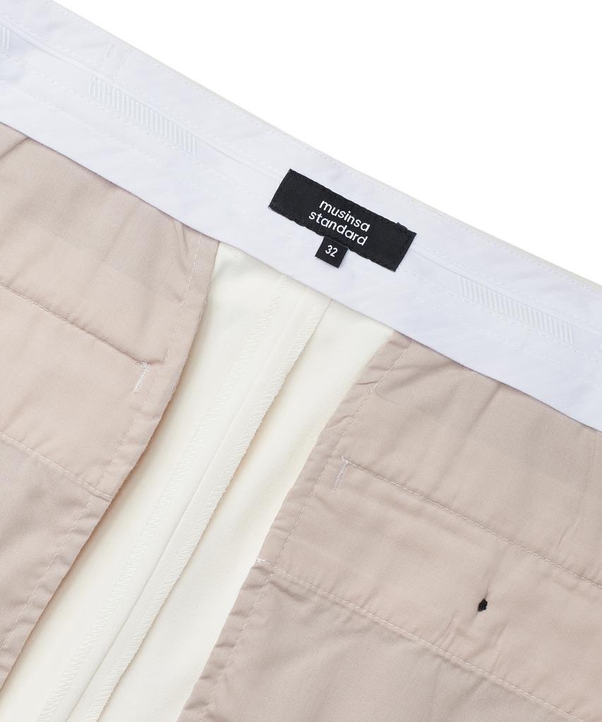 MUSINSA STANDARD Relaxed Tapered Hidden Banding Crop Slacks [Cream]
