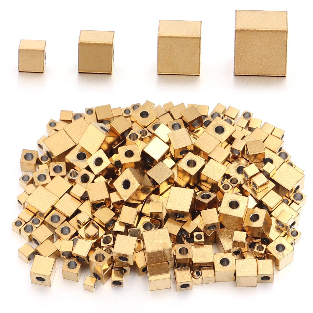 50Pcs 2.5 3 4 5 6mm Stainless Steel Beads Cube Spacer Beads Square Loose Beads For DIY Jewelry Making Necklace Bracelet Supplies