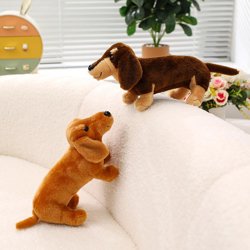 25CM Kawaii Dessin Animé Simulation Teckel Anime Animal en Peluche Jouet pour Enfants Mignon Chien Poupée Faite à la Main Cadeau de Festival
