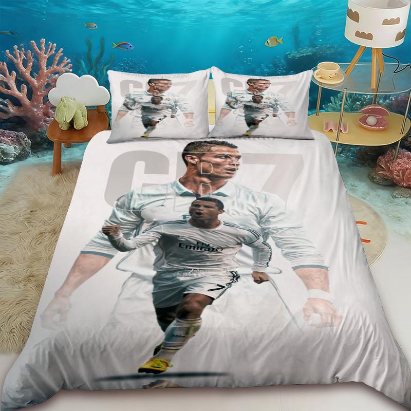 

Duvet Cover CR7 Soccer Duvet Cover Set Football Stars 3pcs Bedding Set for Bedroom Decor Queen King for Teens Kids Boys Girls 135x200cm