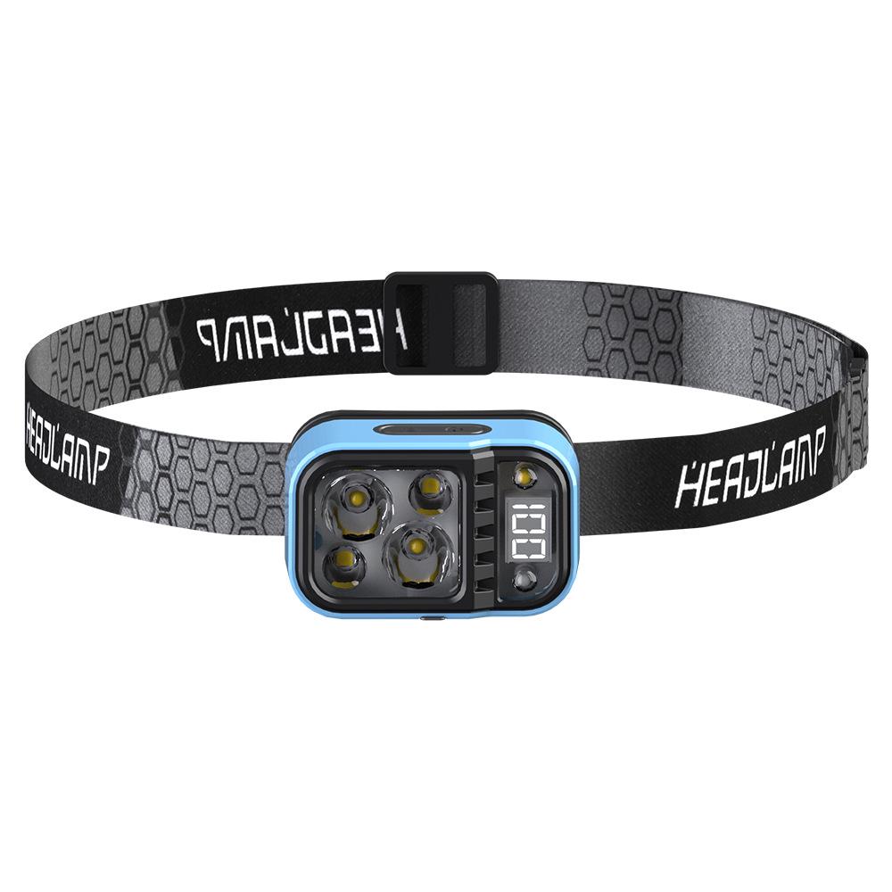 Lightweight LED Sensor Headlamp with Type-C Charging & Power Display for Outdoor Activities