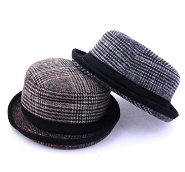 Manneri Pork Pie Large Size 62cm Various Options Men's Hat, (XL), (Glen Check, Red)