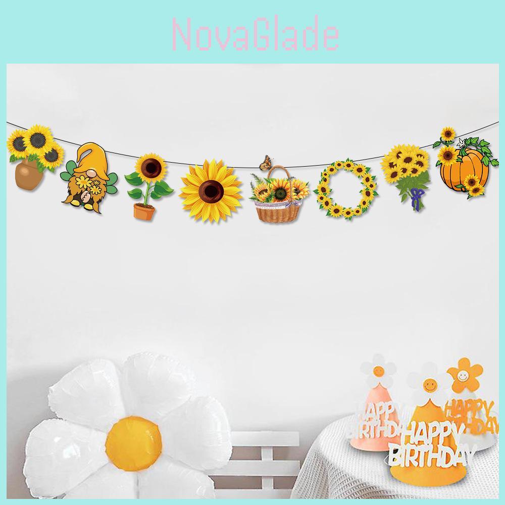 Sunflower Theme Letter Banner For Party Decor With Paper Material For Event Celebrations