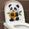 Cute Cartoon Panda Sunflower Toilet Wall Sticker Self-Adhesive Waterproof Removable Bathroom Home Decor Art