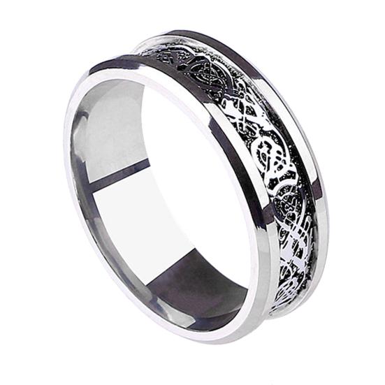 

Unisex Dragon Pattern Rhinestone Titanium Steel Ring Engagement Jewelry Gift US 10