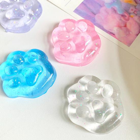 3/5Pcs Clear Cat Paw Squeeze Toy Anxiety Stress Relief Transparent Kitten Paw Pinch Sensory Toy Kids Teens Adults Soft