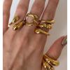 4 Pcs Vintage Irregular Rings Set Fashion Geometric Copper Metal Adjustable Gold Plated Rings Daily Wear High Quality Jewelry