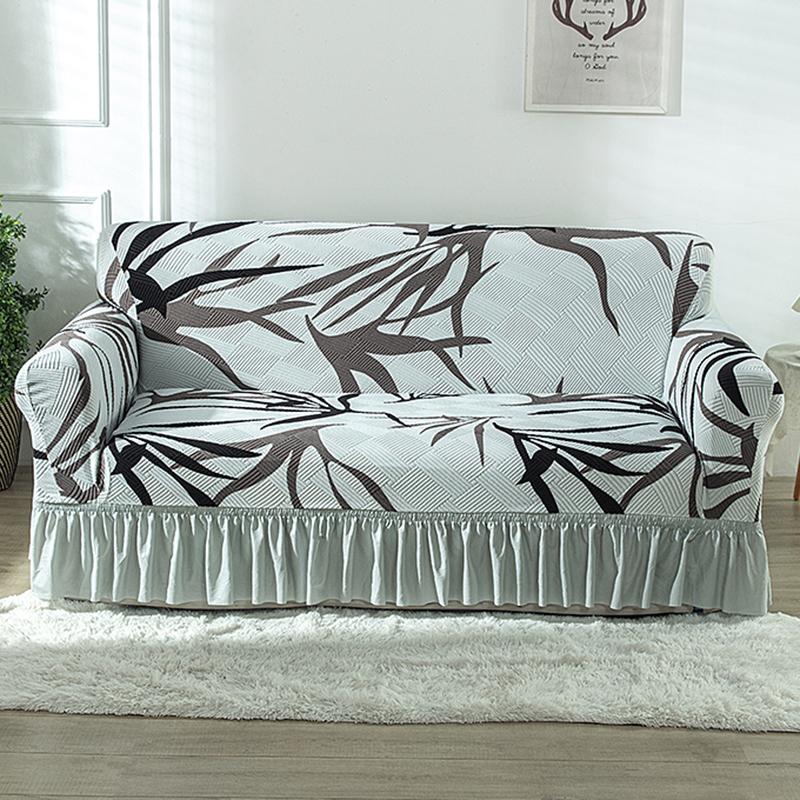 Чехол для дивана с жаккардовым принтом и юбкой, эластичный чехол для дивана для гостиной, чехол для шезлонга, домашний декор, 1/2/3/4 места Small