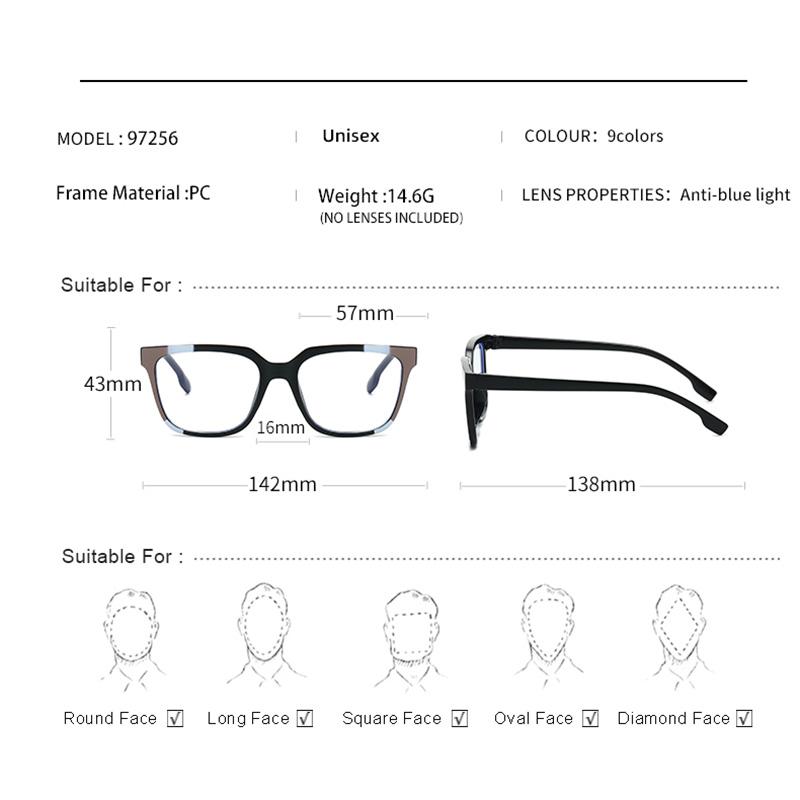 New Multi-Color Fashion Square Glasses Unisex Anti-Blue Light Eyewear