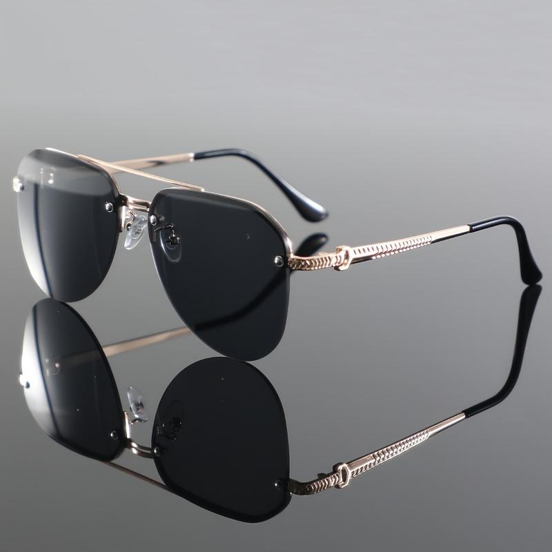 

Мужские солнцезащитные очки Half Frame Double Beam Fashion, повседневный стиль, овальная металлическая оправа, подходят для скалолазания, пешего туризма, повседневного отдыха