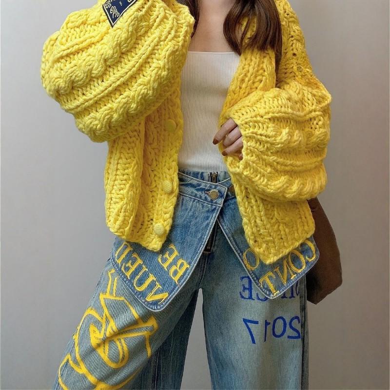High-Waisted Wide-Leg Denim Pants Women With Overlap Waist Panel Print Streetwear Loose Fit 2025