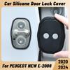 For PEUGEOT NEW E-2008 -2024 Car Door Shock Absorber Door Lock Protector Silicone Auto Door Lock Latches Cover Accessories