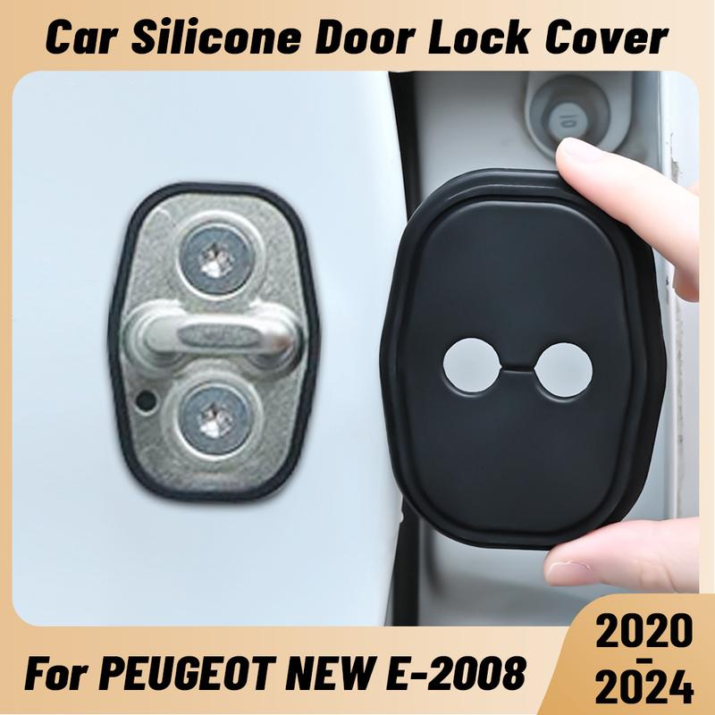 For PEUGEOT NEW E-2008 -2024 Car Door Shock Absorber Door Lock Protector Silicone Auto Door Lock Latches Cover Accessories