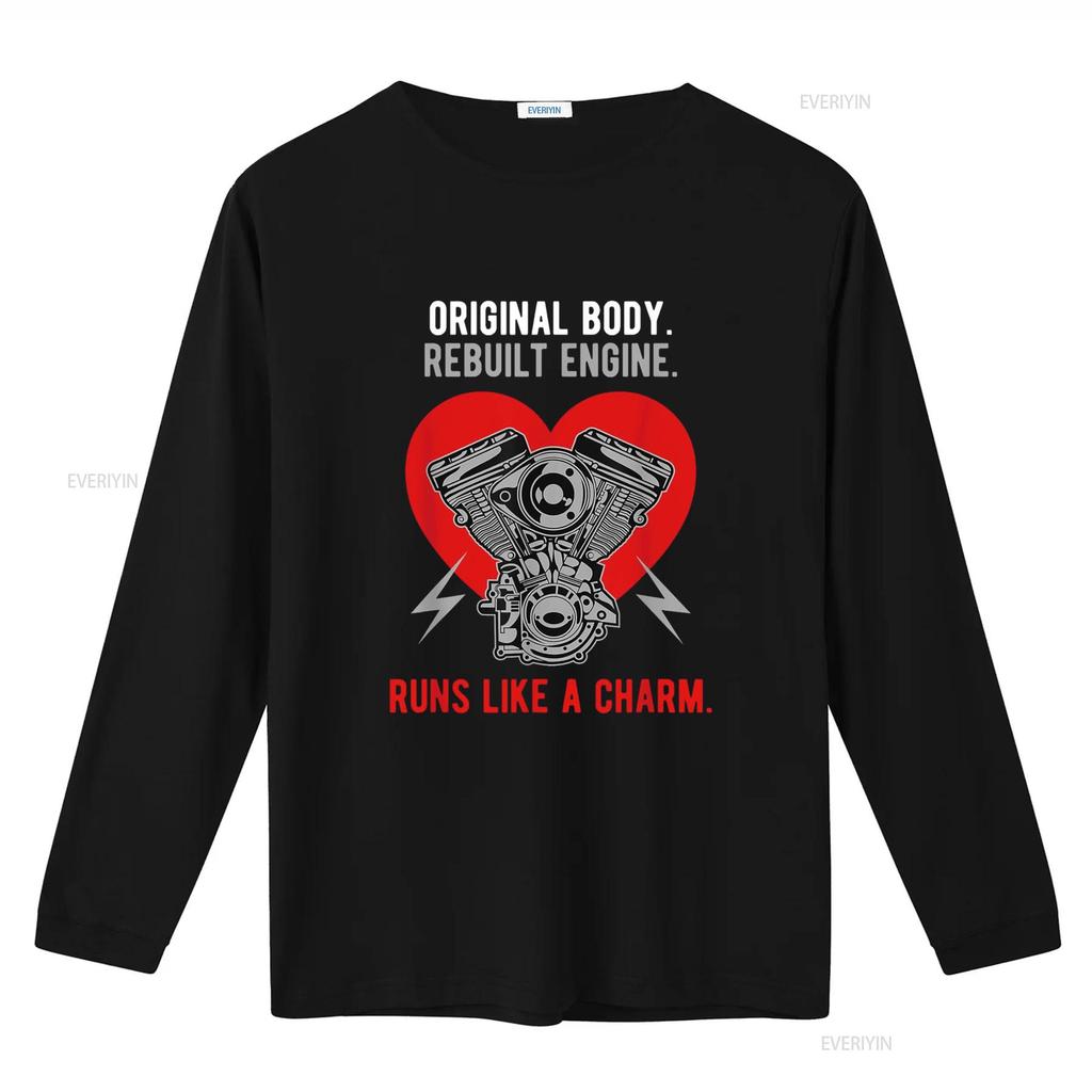 Original Body Rebuilt Engine Runs Like A Charm T Shirt Vintage Washed Versatile Slightly Top For Everyday Wear Graphic