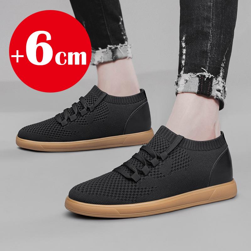 Lift Men Breathable Mesh Elevator Shoes Soft Comfortable Height Increasing Sneakes 6cm Insole Heightening Sports Plus Size 38-46
