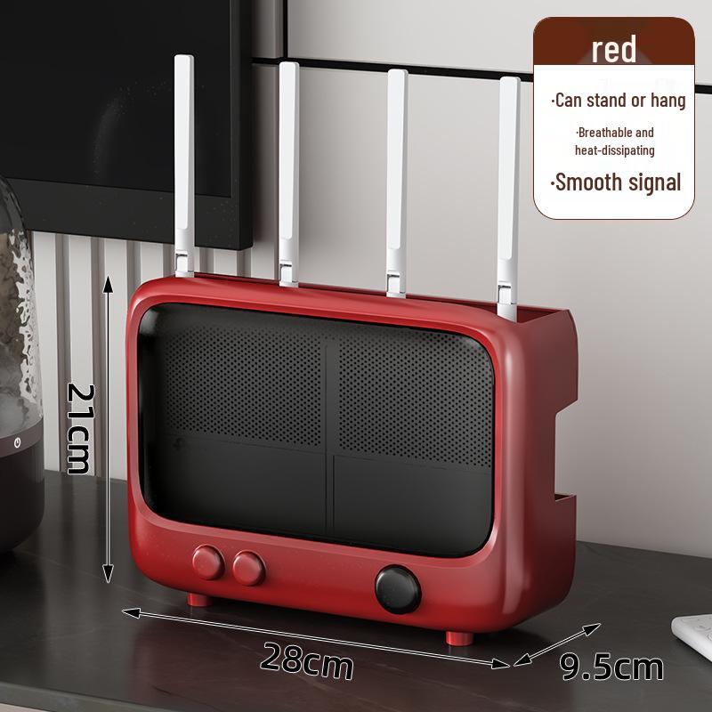 

Wall-Mounted Router & Modem Holder: Punch-Free WiFi Shelf красный