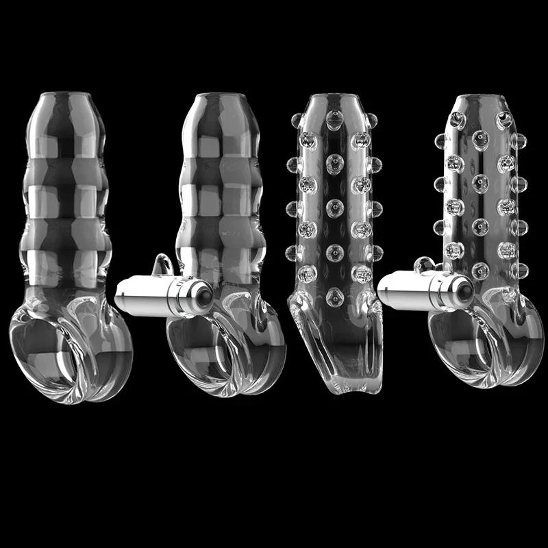 SCRealistic Penis Extender Sleeve Cover Header Case Reusable Condom Delay Ejaculation Dick Enlargement Extension Men Male Sex To