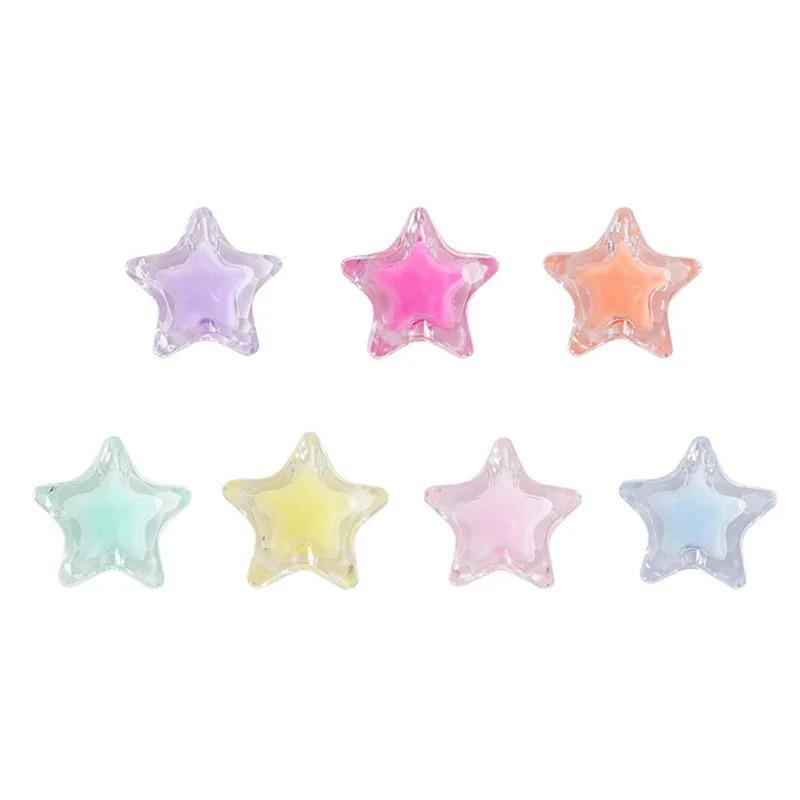 Clear Acrylic Inner Color Five-Pointed Star Hand-Knitted Bracelet Hair Tie Bead DIY Kit