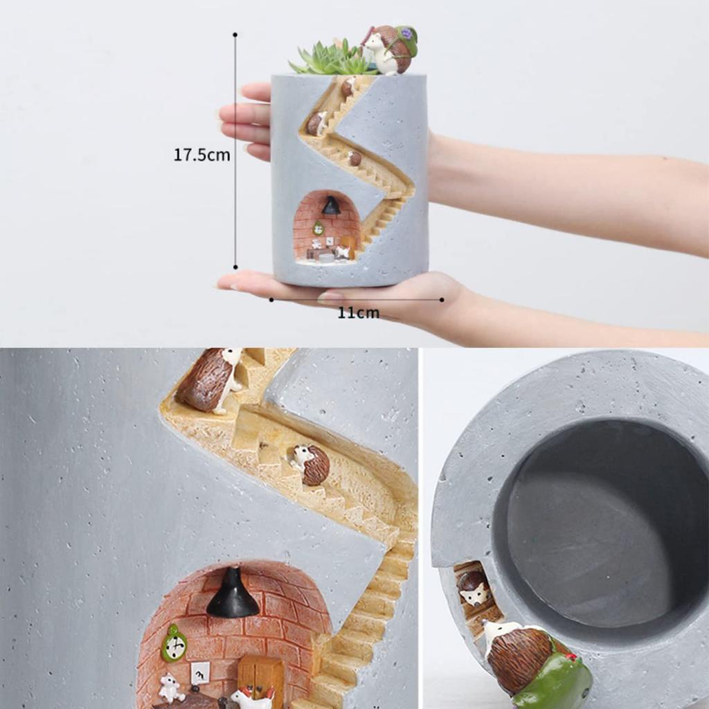 Flower Pot Planter Cute Animal Flower Pot Cultivation Mini Succulent Houseplant Succulent Flower Herb Cactus Gardening Vase Stylish Planter [Queen-b]