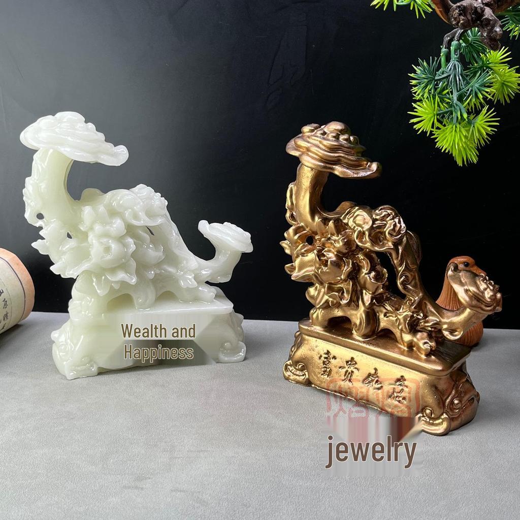 Luminous Copper Ruyi Ornament for Living Room Feng Shui and Wealth