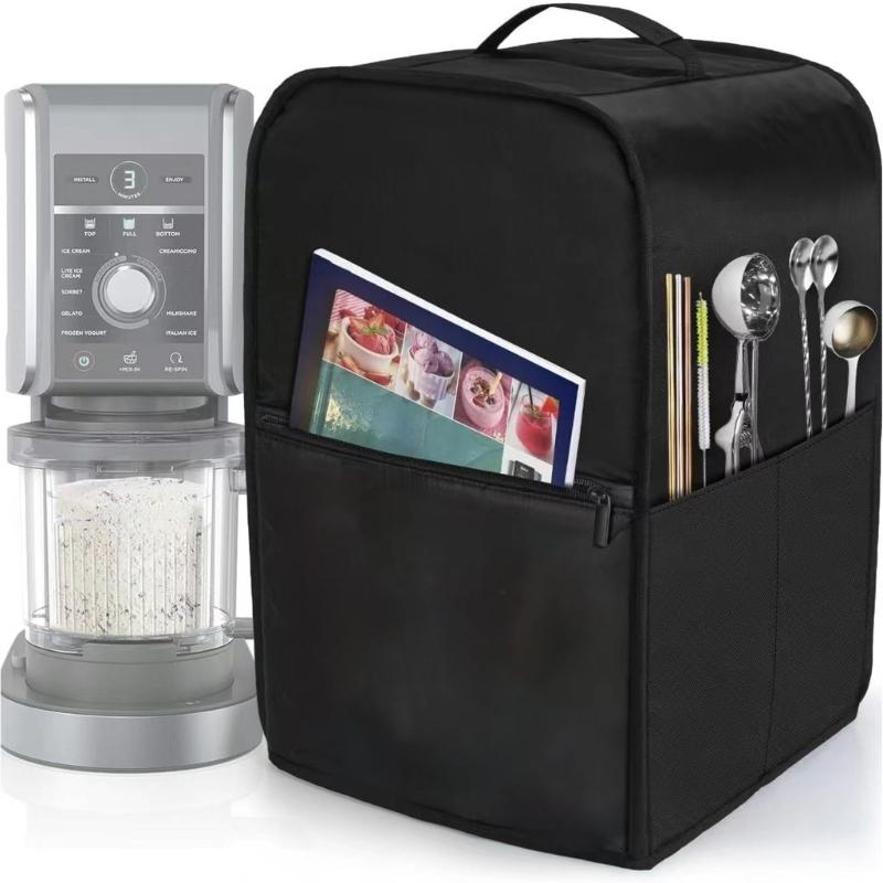 Hygienic Dustproof Cover with Accessories Pocket For Ice Cream Maker Waterproof Kitchen Appliance Protector With Handle