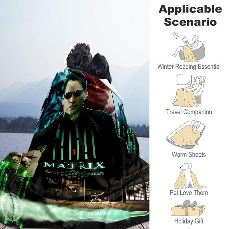 1pc Neo's Awakening: The Matrix Poster Analysis Cartoon Blanket,Portable Throw for Travel & Camping, All Season Cozy Blanket,Ideal Gift