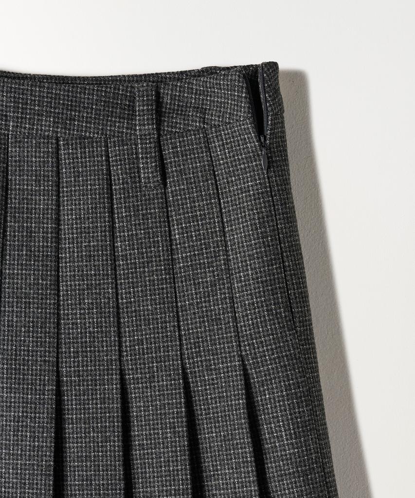 Tudument Check Pleated Midi Skirt Charcoal