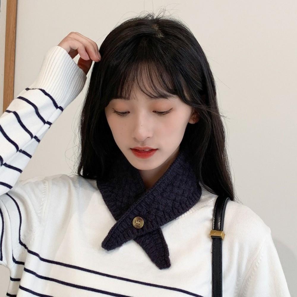 Thickened Cross Neck Warmer Windproof Women Winter Neckerchief Wool Knitted Scarf Girls