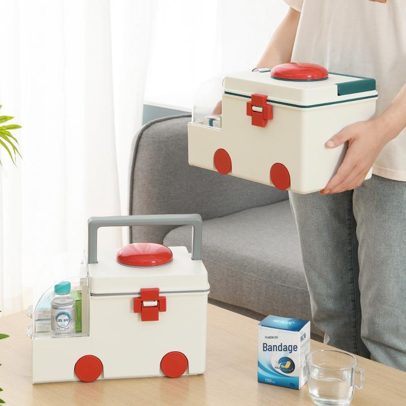 Large Portable Plastic Medicine Storage Box for Household Use