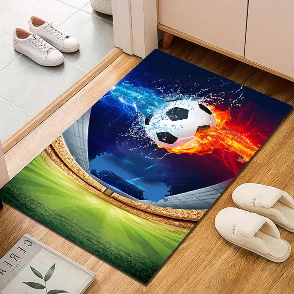 Fiery and Icy Soccer Power Design Patterned carpet, suitable as a non slip play mat for the living room and bedroom sofa