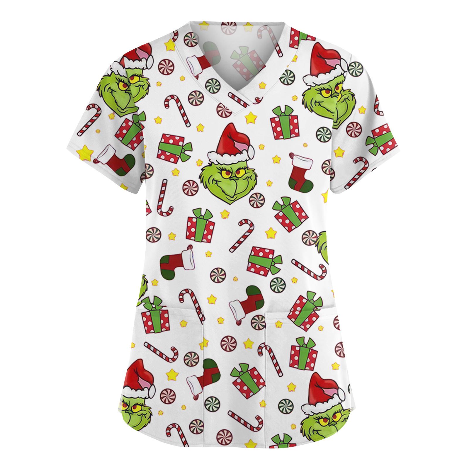 

Женская мода V-образный вырез короткий рукав комбинезон с карманами принт топы одежда L зелёный