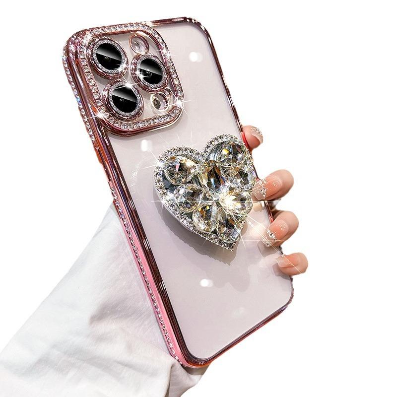 Anwendbar auf iPhone 15 Handyhülle Silikon Galvanisieren Seitenbohrung Liebe Halterung 14 Apple 16 Promax Luxus