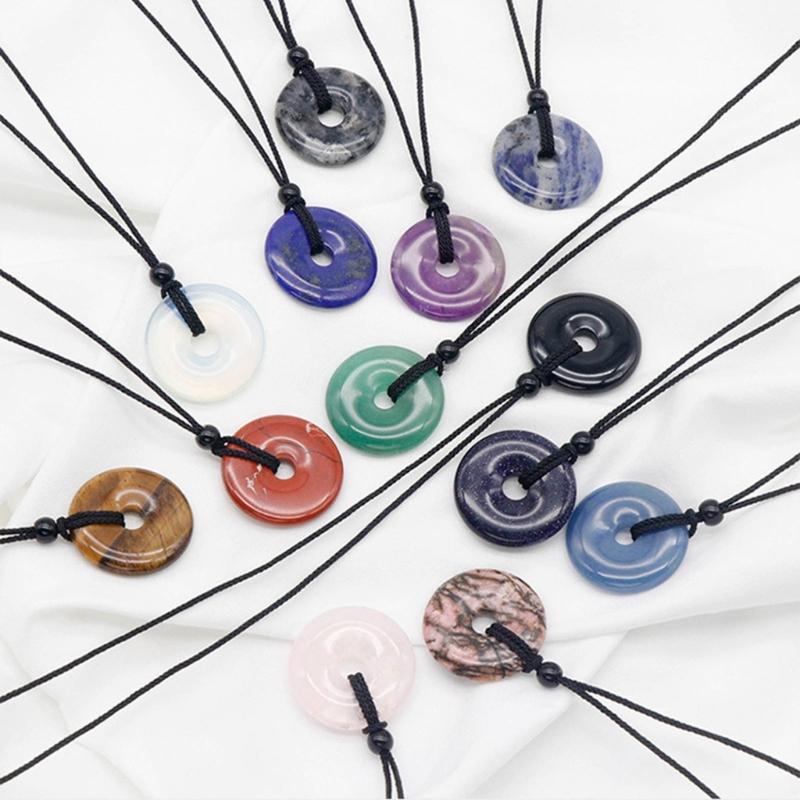 Crystal Agate Pendant Clavicle Chain Adjustable Cold Wind Safety Buckle Necklace