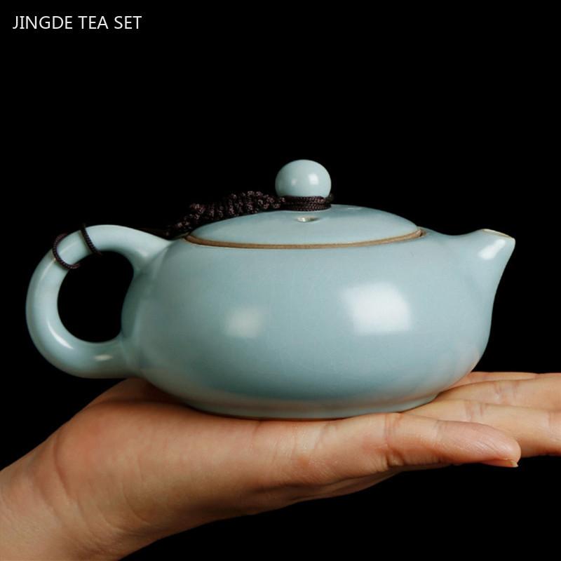Ru Kiln Ice Crack Glaze Xishi Tea Pot Household Ceramic Tea Infuser Azure Blue Porcelain Teapot Handmade Beauty Tea Accessories