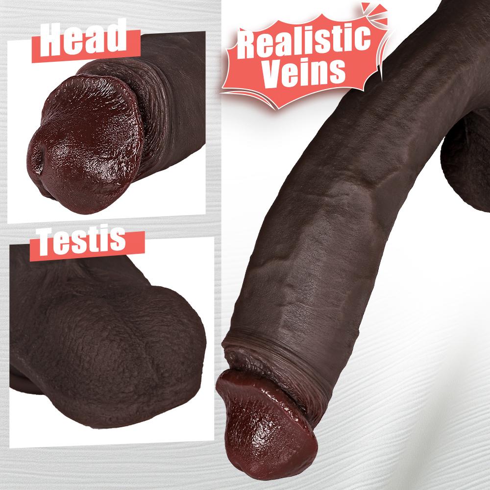 Liquid Silicone Lifelike Penis for G Spot & Anal Play Thick Soft Silicone Dildo Sex Toy with Strong Suction Cup, Hands-Free Adult Sex Toy