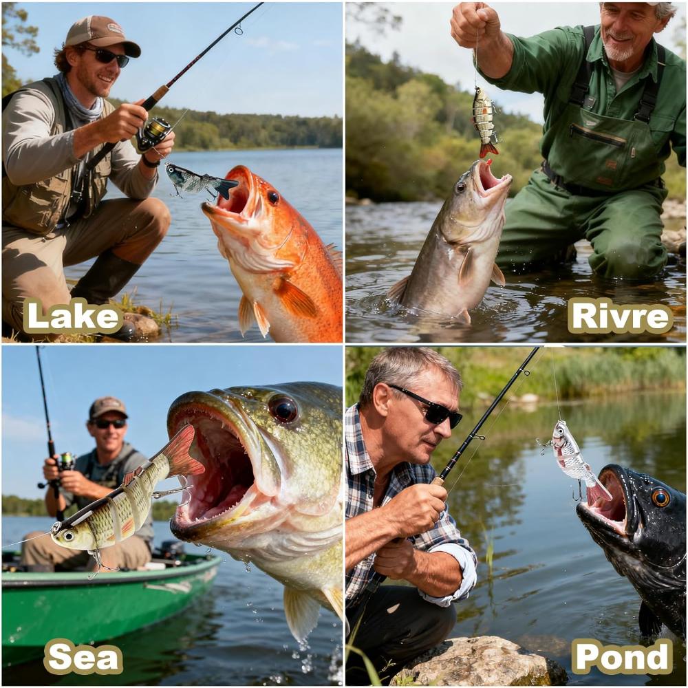 Multi Joint Bait, Suitable for Barracuda, Perch, and Salmon Perch, Equipped with Three Hooks (Type B) for Freshwater and Saltwater