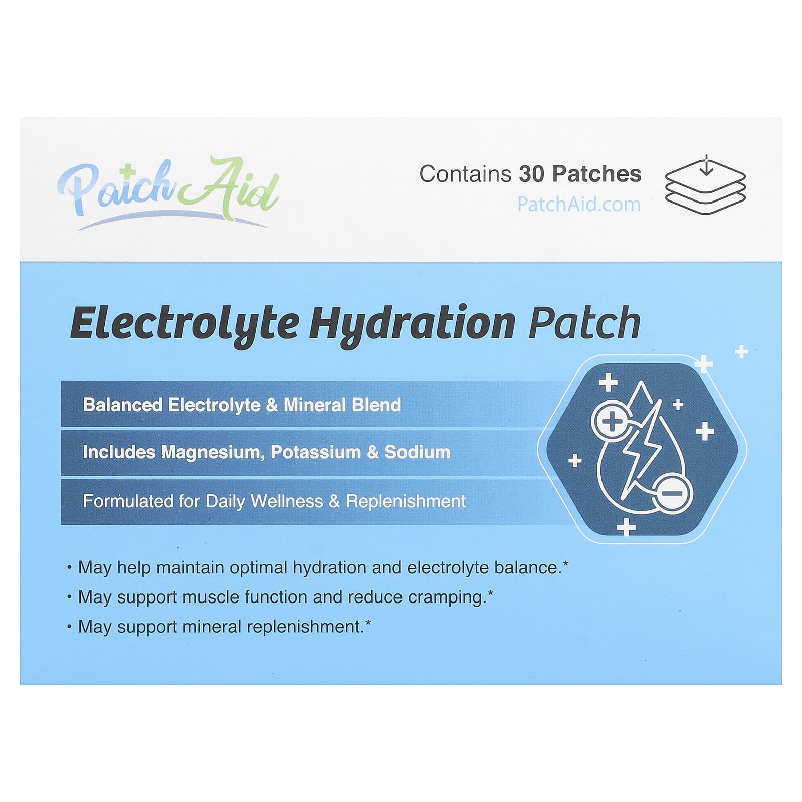 

PatchAid, Electrolyte Hydration Patch, 30 Sheets