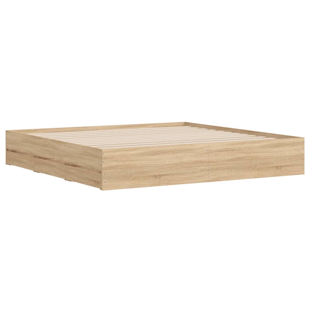 Vidaxl Bed Frame with Drawers, Sonoma Oak, 160X200 Cm